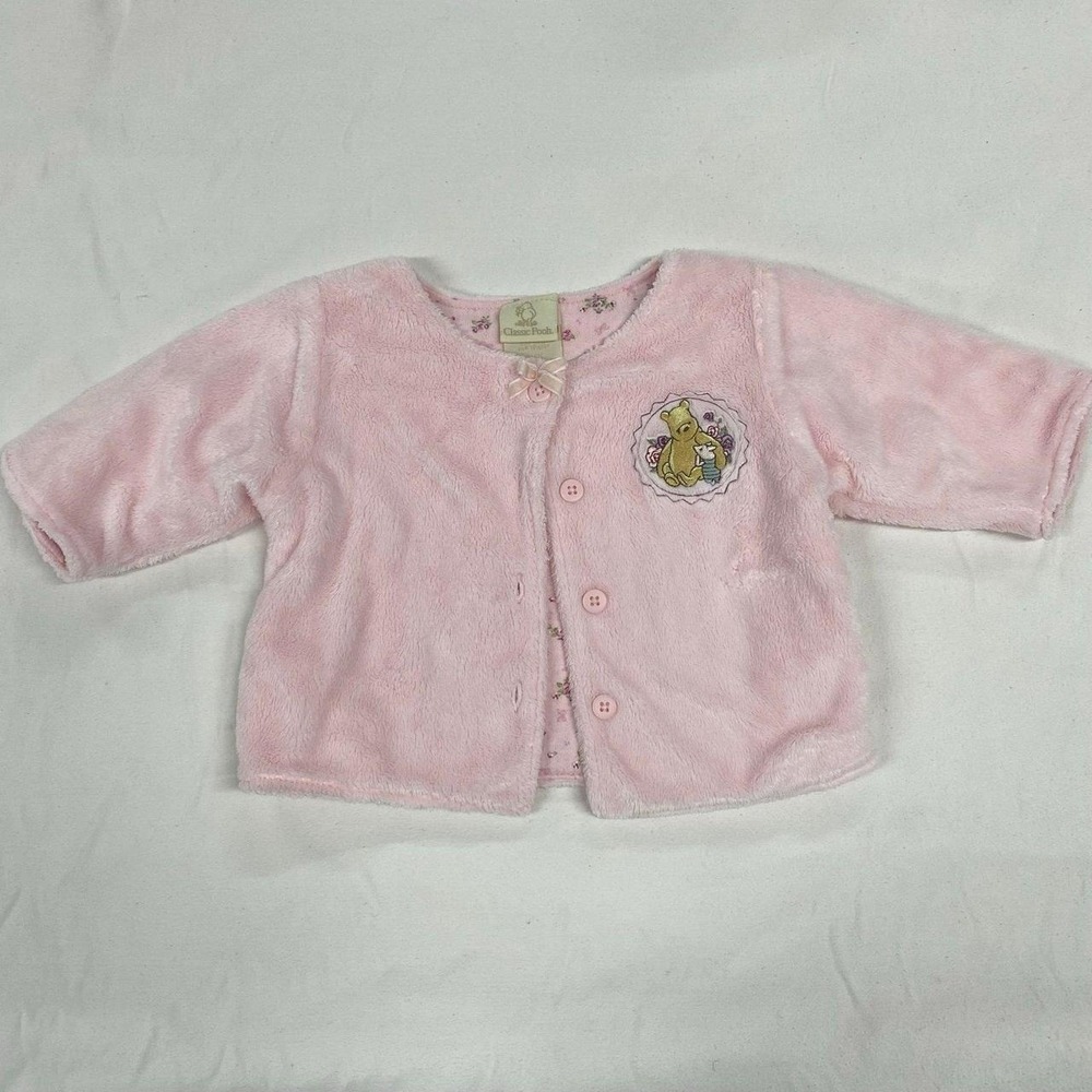 Y2K vintage Disney Classic Pooh Pink Baby Cardigan 3M
